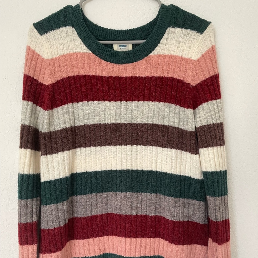 Old Navy Chunky Striped Sweater Red / Green / White / Pink S